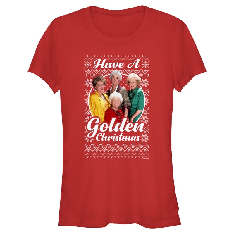 Junior's The Golden Girls Ugly Christmas Portrait T-Shirt, 1 of 5