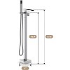Brushed Nickel Freestanding Tub Filler- Floor mount waterfall faucet with  handheld shower & single handle. - 2 of 4