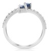 Pompeii3 1Ct Blue Sapphire & Diamond Two Stone Forever us Ring 10k White Gold - 3 of 4