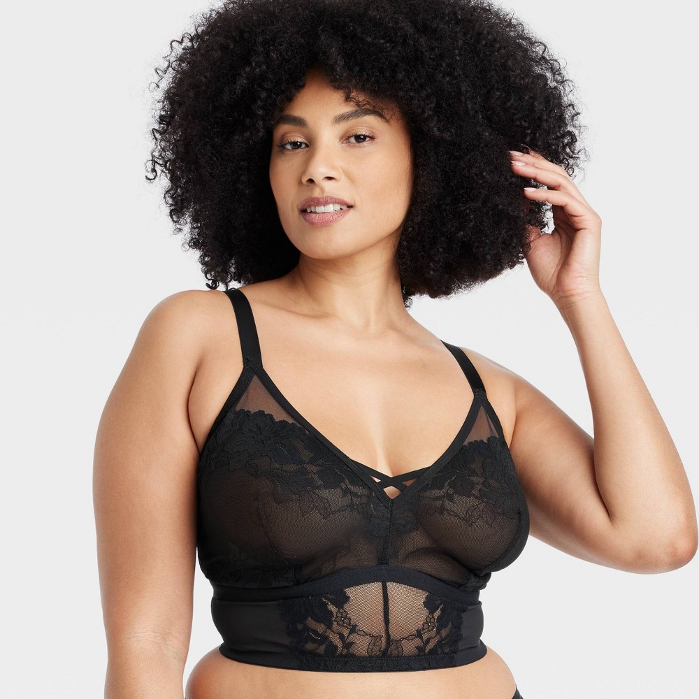 Women's Lace Unlined Lingerie Bralette - Auden™ Black (different size XS,S,M,L,XL,XXL)