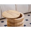 Nordlys Brown Solid Wood Pouf with Storage Modern Design Style Living Room - 3 of 4