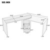 CAVINAS Home Office Desk Modern L-Shaped Writing Desk with Grid Panel, 4 Storage Drawers, Bookshelf for Office - 4 of 4