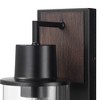 Globe Electric 1-Light Matte Black and Faux Wood Outdoor Wall Sconce with Clear Glass Shade: Weather-Resistant, ETL Listed, Easy Install - 3 of 4