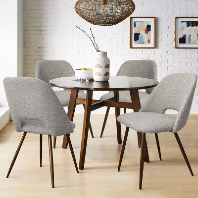 Fabric Dining Chairs Set Of 4,Modern Kitchen Dining Room Chairs With Curved Back,Upholstered Dining Chairs With Walnut Metal Legs-Maison Boucle
