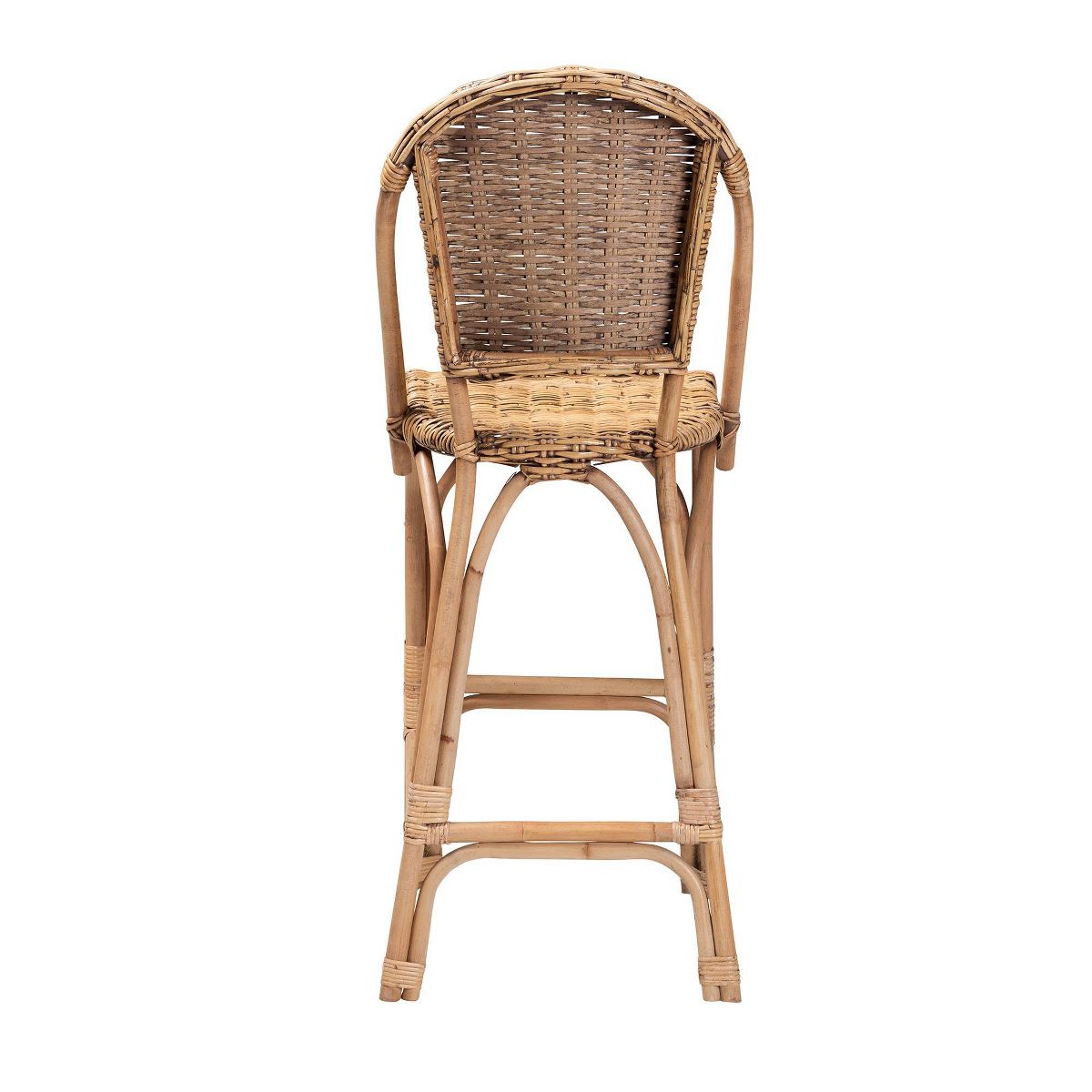 bali & pari Neola Natural Rattan Barstool Brown: Bohemian Style, Fixed Height, No Assembly Required - thumbnail 5