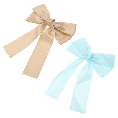 Unique Bargains Solid Bow Ribbon Duckbill Hair Clips 2 Pcs