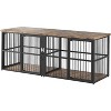 87 Inch Extra Large Double Dog Crate Furniture with Divider, Heavy Duty Indoor Double Dog Cage with 3 Doors, XXL Wooden Pet House TV Stand - 2 of 4