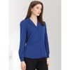 Allegra K Women's Elegant Collar V Neck Long Sleeve Work Office Satin Button Down Shirt - 2 of 4