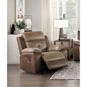 Microfiber Glider Recliner Chair with Tufted Details, Solid Wood Frame, Pillow Arms, Living Room Furniture, 1-Piece - 1 of 4