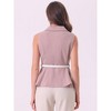 Allegra K Women's Office Lapel Collar Button Down Belted Sleeveless Blazer Vest - 3 of 4