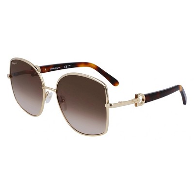 Salvatore Ferragamo SF 304S 745 Womens Butterfly Sunglasses Gold 58mm