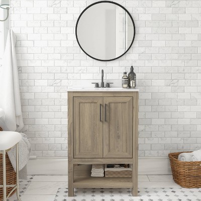 Vivien 25" Brown Composite Bathroom Vanity with Stone Top