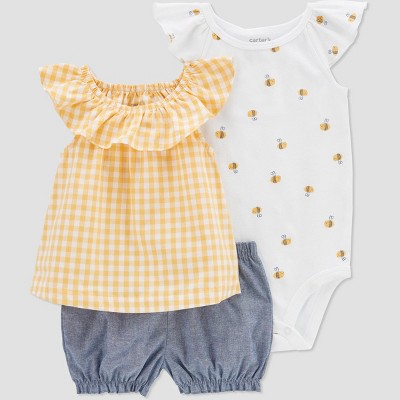 Carter's Just One You® Baby Girls' Gingham Top & Bottom Set - Yellow 6M