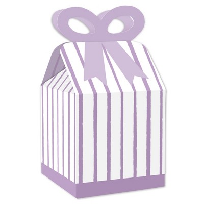 Big Dot of Happiness Purple Stripes - Square Favor Gift Boxes - Simple Party Bow Boxes - Set of 12