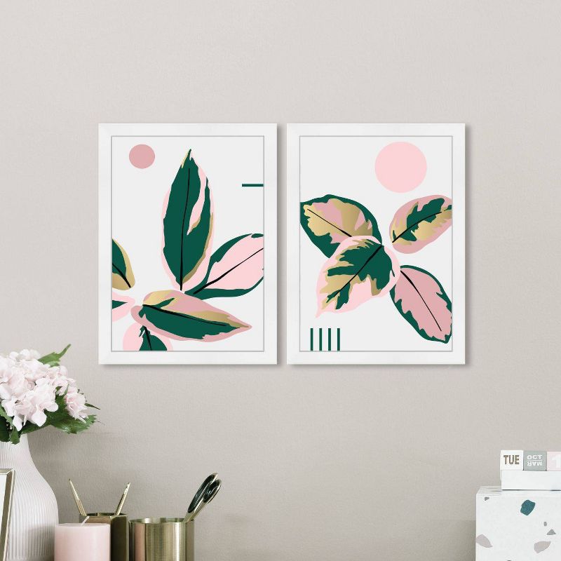 15&#34; x 21&#34; (Set of 2) Blush Leaves Floral and Botanical Framed Wall Art Prints Pink - Wynwood Studio, 5 of 8