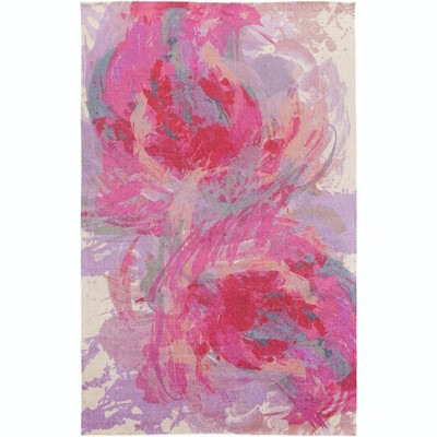Arles 2' x 3' Bright Pink and Purple Synthetic Fur Area Rug