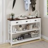 Farmhouse Narrow Wood Console Table for Entryway, Living Room, Foyer, Sofa Table, White - 3 of 4