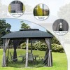 10x12 FT Outdoor Patio Aluminum Gazebo,Galvanized Steel Roof Gazebo,Pavilion With Zippered Netting And Curtains For Garden,Lawns-Coolbibila - 2 of 4