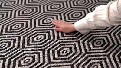 Blue Geometric 2' x 3' Flat Woven Reversible Area Rug