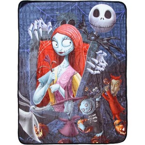 Disney The Nightmare Before Christmas Gang Micro Fleece Throw Blanket - 1 of 3