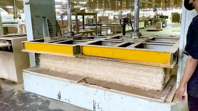 Sango Newcomb Mixed Material Rattan 2-Door Brown Cabinet