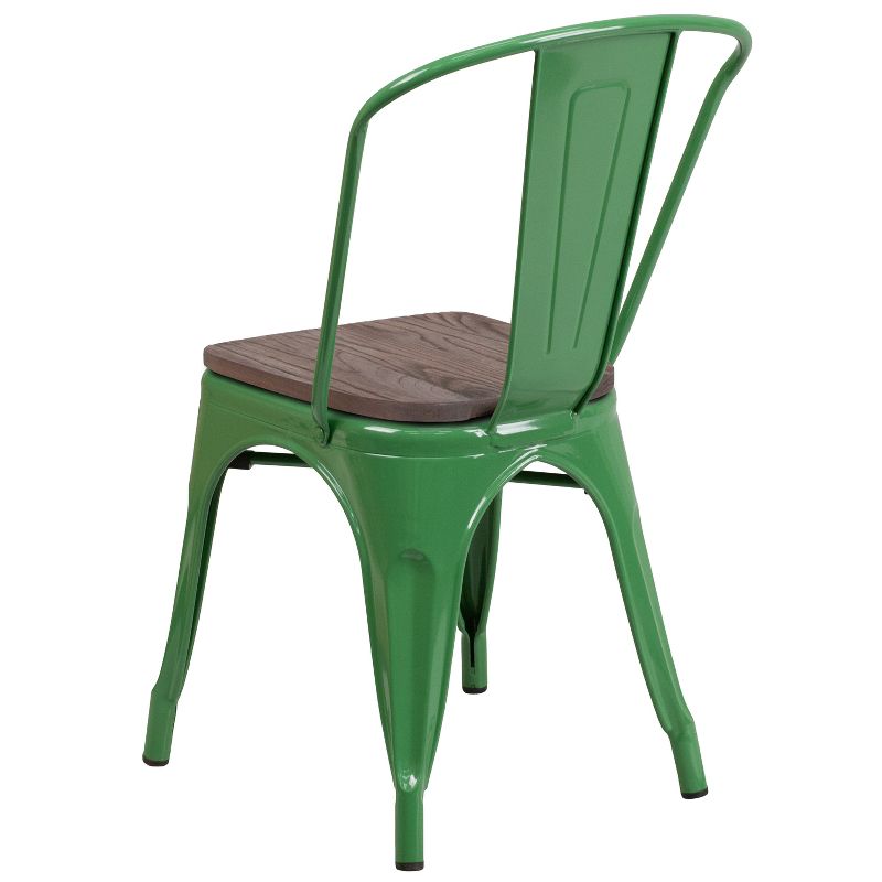 Emma and Oliver Colorful Metal Stackable Dining Chair with Wood Seat, 4 of 8