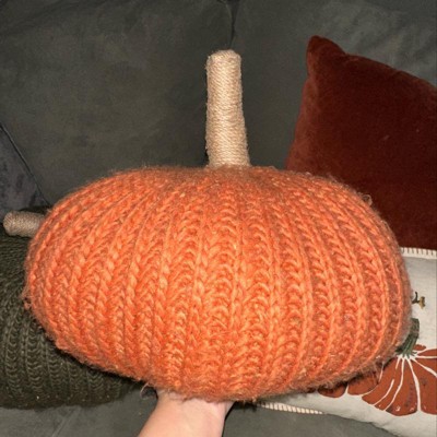 Knit Pumpkin With Jute Stem Novelty Throw Pillow Orange - Threshold ...