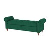 63" End of Bed Button Tufted Velvet Ottoman Bed Bench,Rolled Armed Ottoman Couch Long Bench,Dining Bench with Wood Legs for Entryway-Maison Boucle - 4 of 4