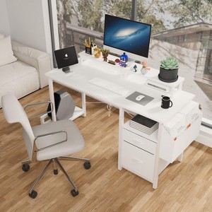 NicBex 47" Computer Desk with 2 Monitor Stands,2 Drawers,Power Outlet&Side Pockets,Study Desk Game Table for Office&Home - 1 of 4