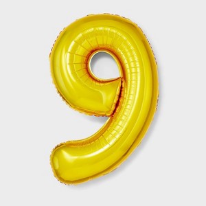 34" Number 9 Foil Balloon - Spritz™: Light Gold, Birthday Party Decor, Solid Pattern, All Ages - 1 of 4