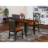 HomeStock 3-Piece Black and Cherry Finish Solid Wood Top Dining Table Set - 2 of 4