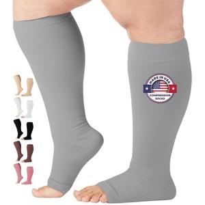 Mojo Compression Socks – Unisex Open Toe Compression Stockings for Varicose Veins & Swelling Relief – Knee High – 20-30mmHg Firm Support – AB211 - 1 of 4