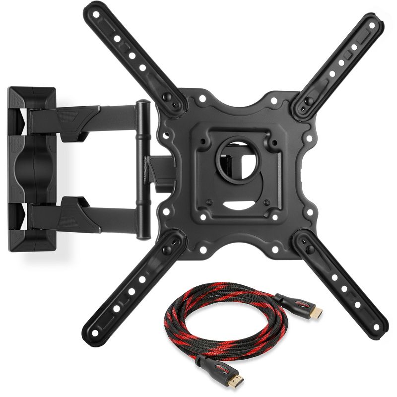 Mount Factory Full Motion TV Wall Mount Bracket for 32-52 Inch LED, LCD Displays up to VESA 400x400. Universal Fit, Swivel, Tilt, with 10' HDMI Cable, 1 of 7