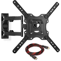 Mount Factory Full Motion TV Wall Mount Bracket for 32-52 Inch LED, LCD Displays up to VESA 400x400. Universal Fit, Swivel, Tilt, with 10' HDMI Cable