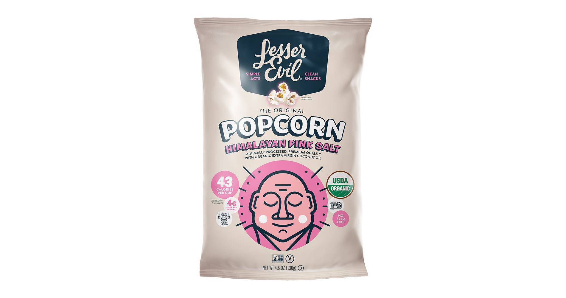 LesserEvil Organic Popcorn Himalayan Pink - 4.6oz