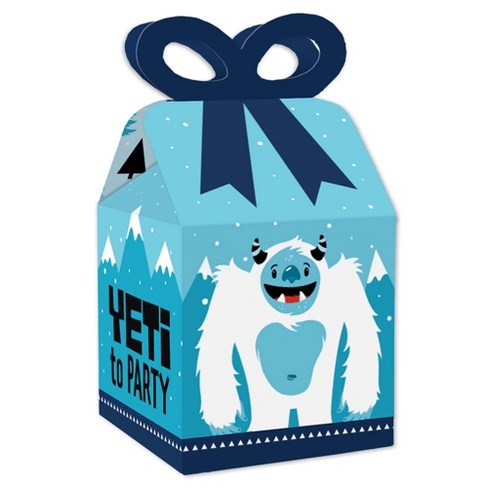 Big Dot of Happiness Yeti to Party - Square Favor Gift Boxes - Abominable Snowman Party or Birthday Party Bow Boxes - Set of 12 - image 1 of 4