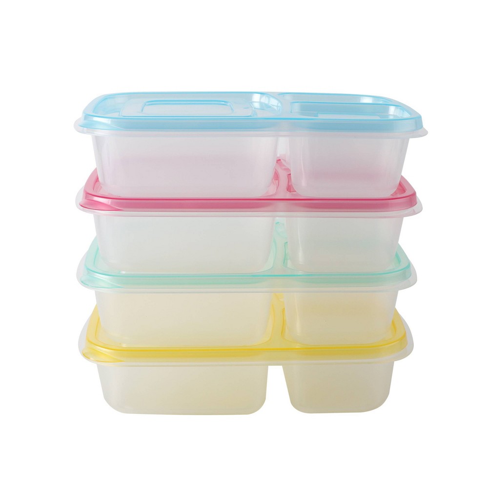 Photos - Food Container Cook With Color 16pc 3 Compartment Portion Containers Teal: Dishwasher-Safe Polypropylene Food Storage Set