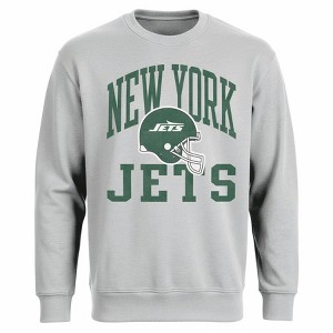 NFL New York Jets Men's Gray Long Sleeve Crewneck Fleece