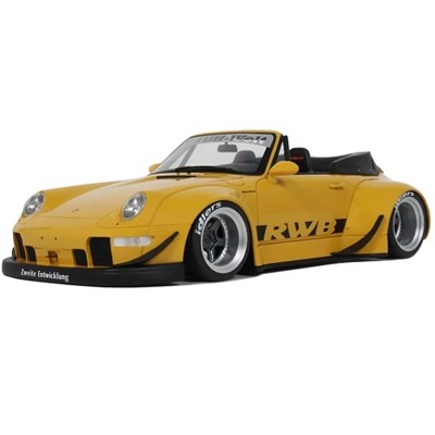 2023 Porsche 911 RWB Body Kit Yellow with Black Stripes 1/18 Model Car by GT Spirit