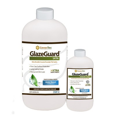 GlazeGuard by CoverTec Satin Ceramic And Porcelain Tile And Grout Sealer, Satin Finish, 2 Part Kit, 32 Oz