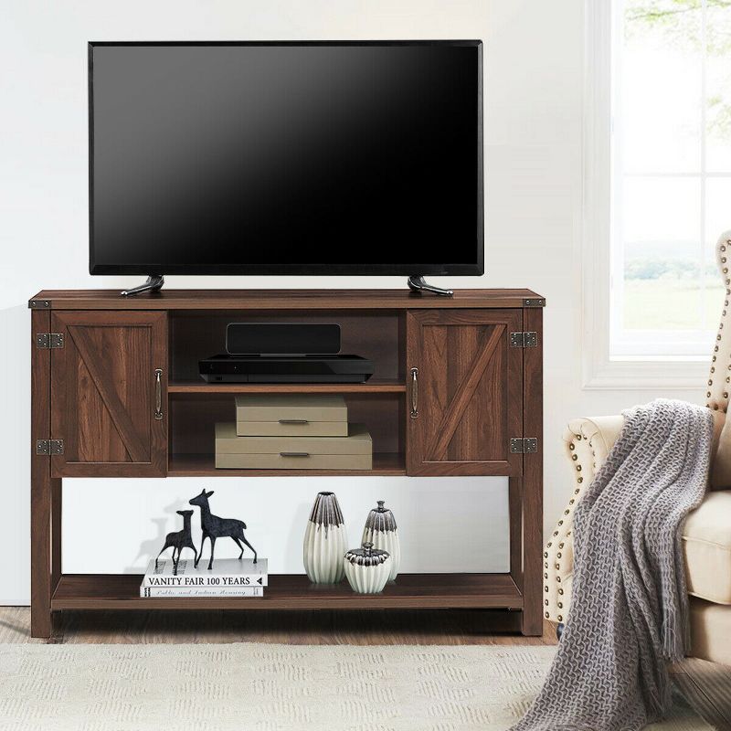 Costway Barn Door TV Stand Console Sideboard Buffet for TVs Up to 60'' w/Storage Cabinets, 4 of 11