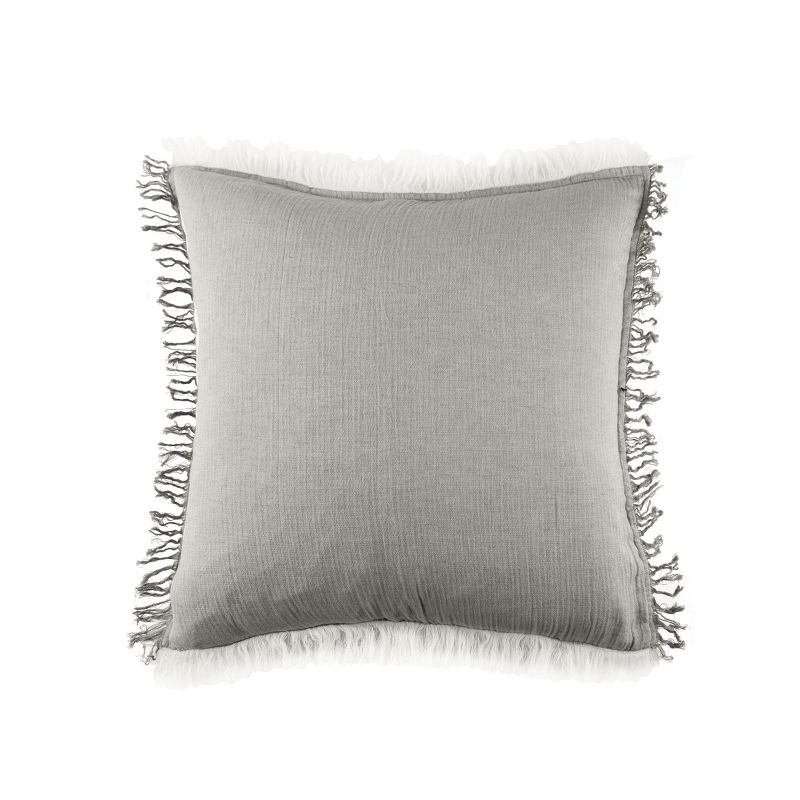 EY Essentials 22" x 22" Declan Solid Ash Gray Cotton Decor Throw Pillow, 1 of 8