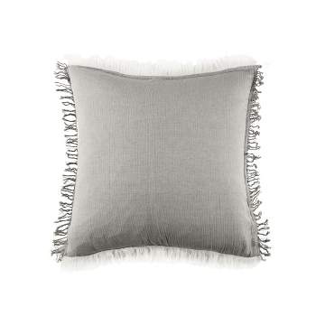EY Essentials 22" x 22" Declan Solid Ash Gray Cotton Decor Throw Pillow