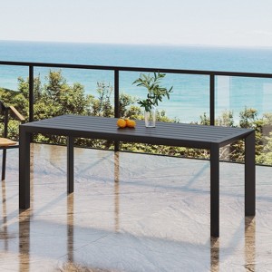 PAGED 70" Dining Table, Modern Kitchen Table with Aluminum Frame, Rectangle Patio Table for Indoor and Outdoor - 1 of 4