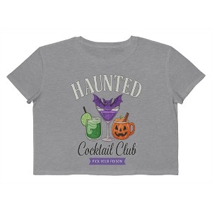 Rerun Island Women Haunted Cocktail Club Pick Your Poison Short Sleeve Graphic Cotton Cropped Loose T-shirt - 1 of 4