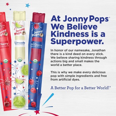 JonnyPops Organic Freezer Pops Red, White & Blue: Cherry, Limeade & Blue Raspberry - 28 fl oz/20ct