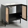 30" Bathroom Vanity with Handmade Rattan Doors, Ceramic Sink, Soft-Close Doors,Free-Standing Vanity - 4 of 4