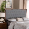 Baxton Studio King Georgia Fabric and Wood Headboard Gray/Walnut Brown: Button-Tufted, Adjustable Height - 3 of 4