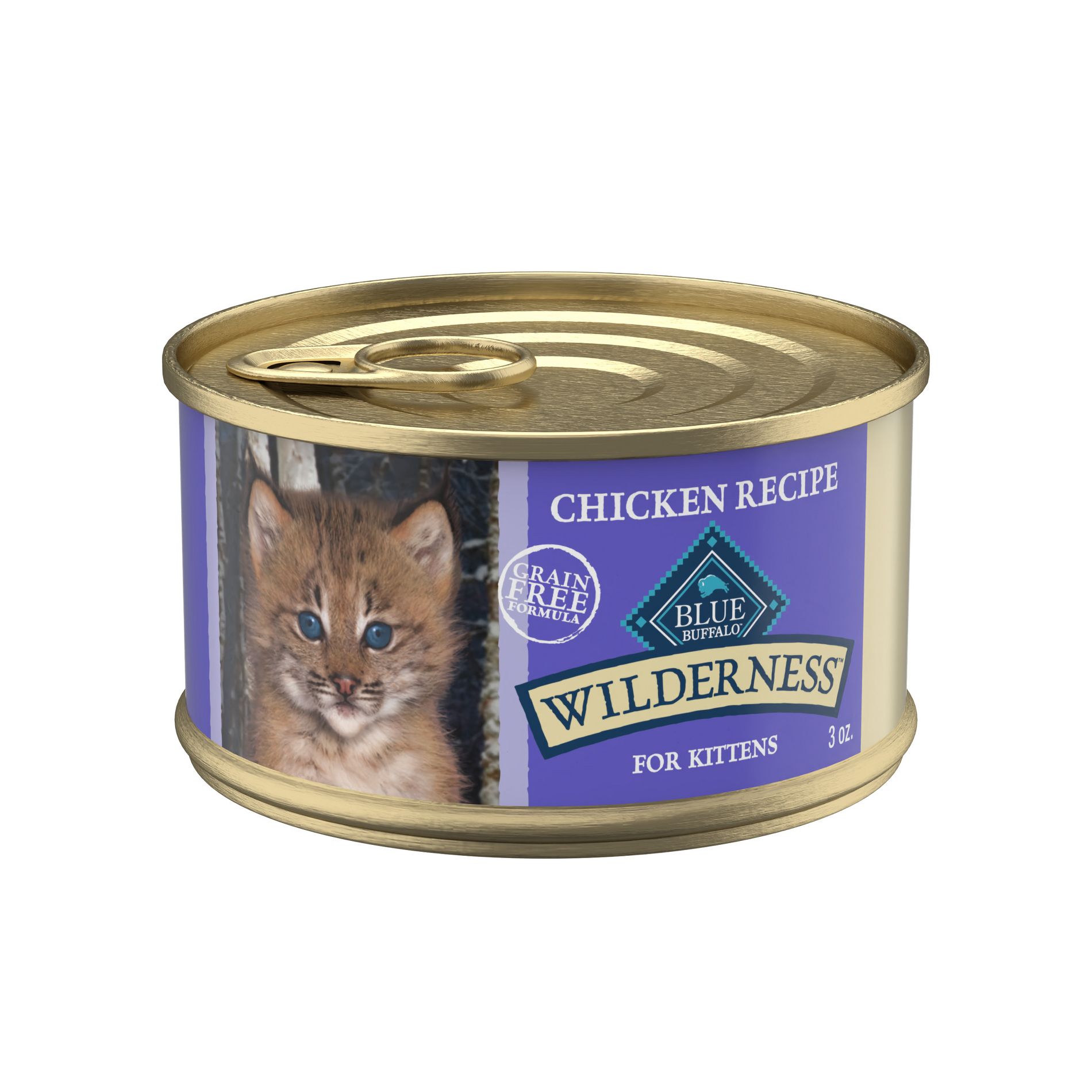 Blue Buffalo Wilderness High Protein Grain Free Natural Kitten Pate Wet Cat Food with Chicken Recipe - 3oz