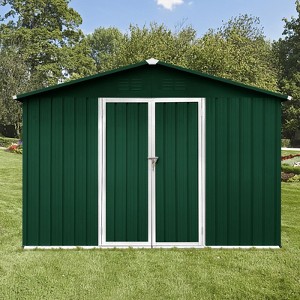 NicBex 10ft�12ft Outdoor Storage Sheds Metal Garden Sheds for Garden Tools, Bikes, Durable and Weather-Resistant, White+Green - 1 of 4